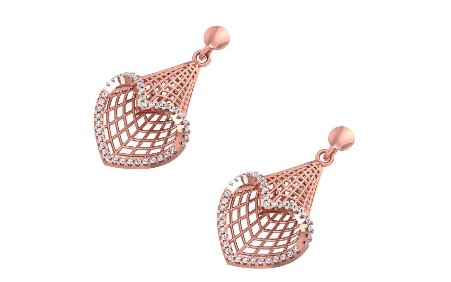 Heart Earrings Pendant Set 3dm STL OBJ FBX Renders Details 3D print model_3