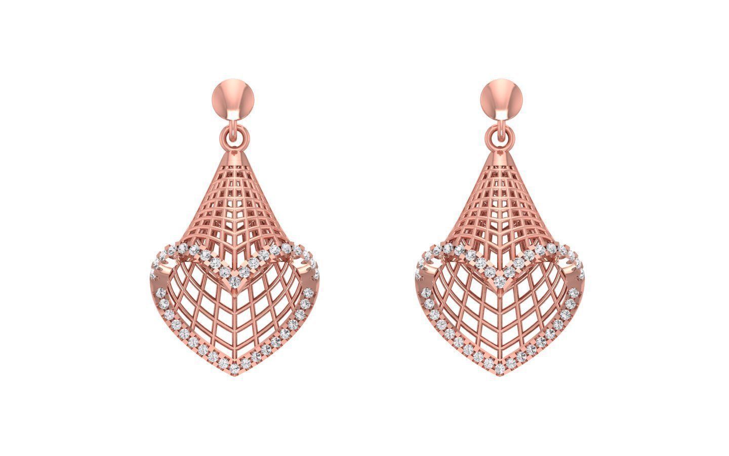 Heart Earrings Pendant Set 3dm STL OBJ FBX Renders Details 3D print model_2