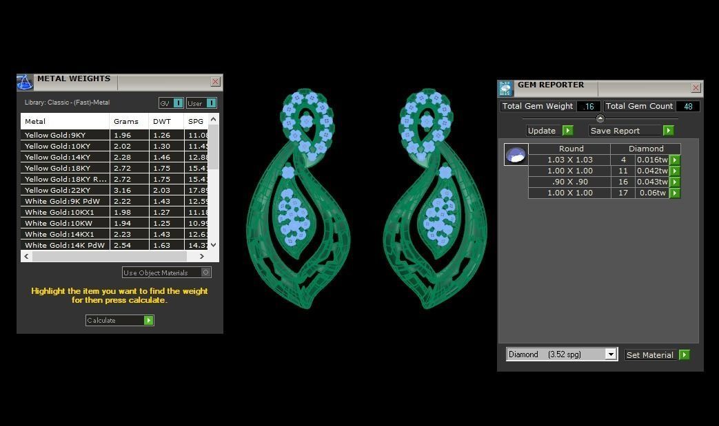 Earrings Pendant Set 3dm STL OBJ FBX Renders Details 3D print model_8
