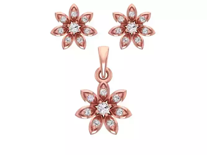 Earrings Pendant Set 3dm STL OBJ FBX Renders Details