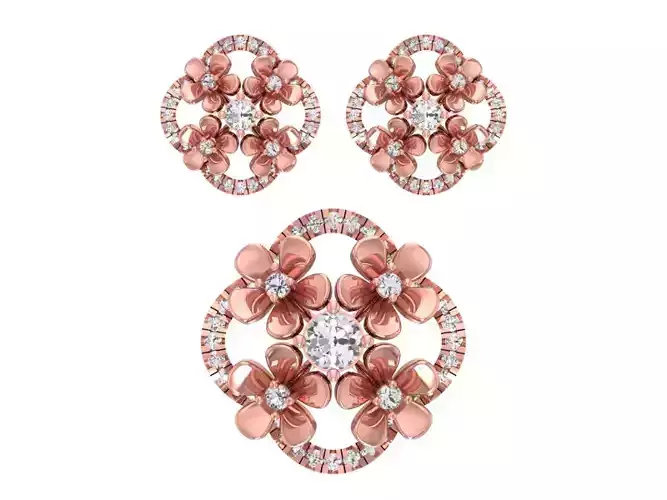 Earrings Pendant Set 3dm STL OBJ FBX Renders Details