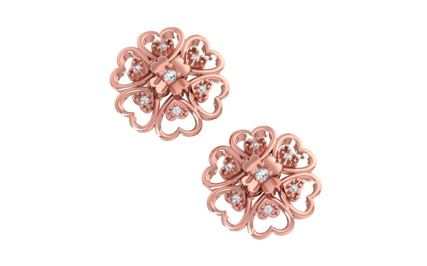 Heart Earrings Pendant Set 3dm STL OBJ FBX Renders Details 3D print model_3