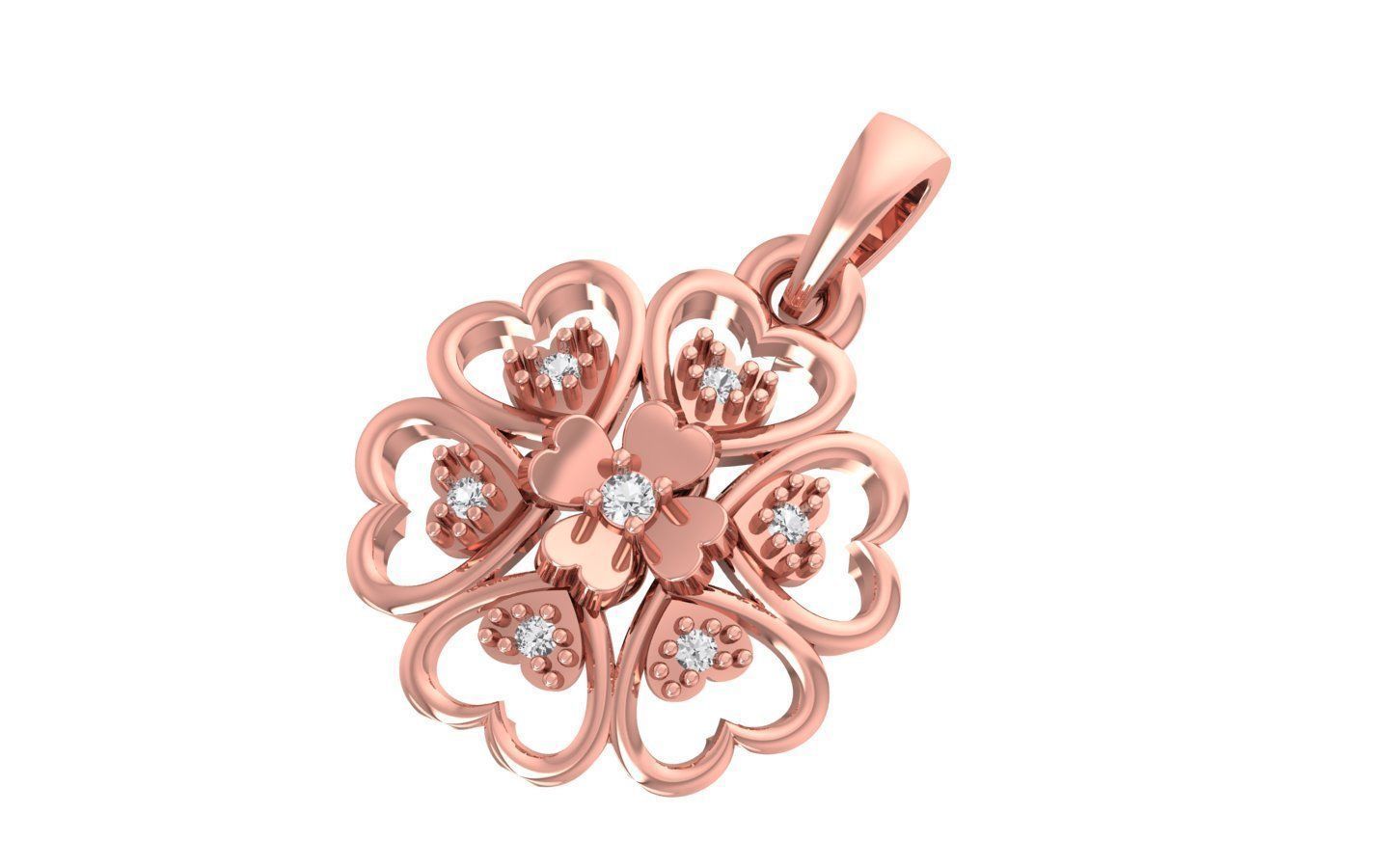 Heart Earrings Pendant Set 3dm STL OBJ FBX Renders Details 3D print model_4