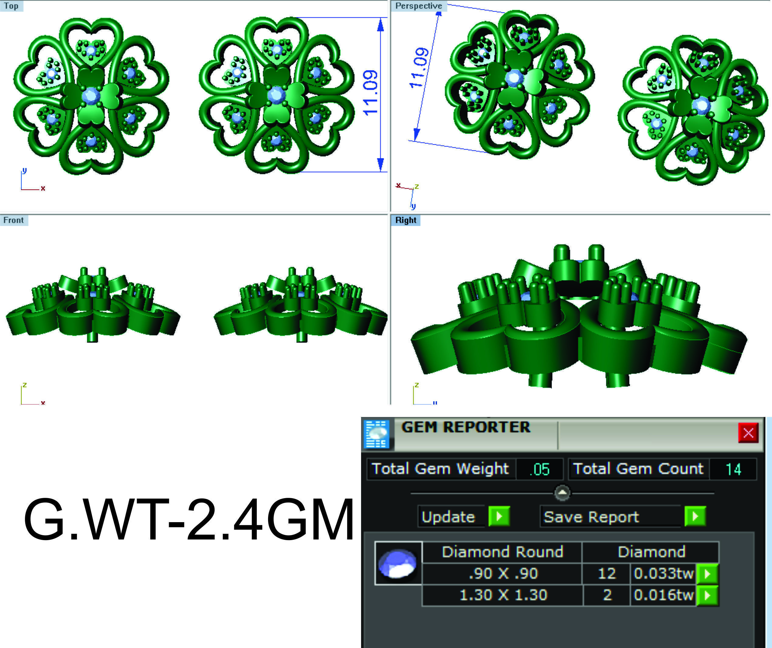 Heart Earrings Pendant Set 3dm STL OBJ FBX Renders Details 3D print model_7