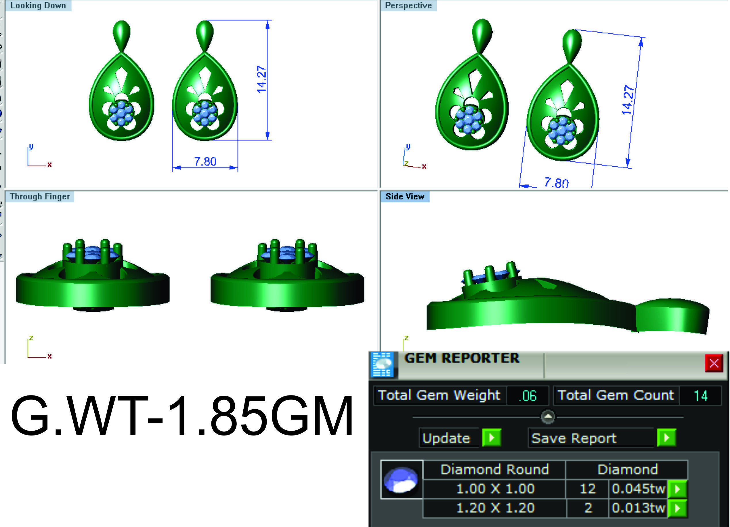 Earrings Pendant Set 3dm STL OBJ FBX Renders Details 3D print model_6