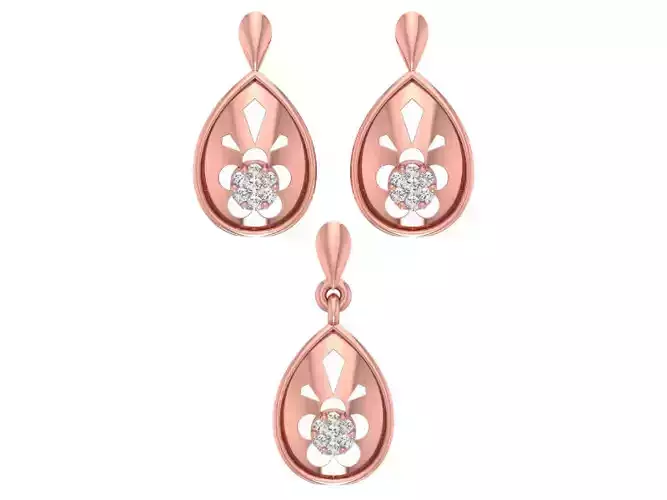Earrings Pendant Set 3dm STL OBJ FBX Renders Details