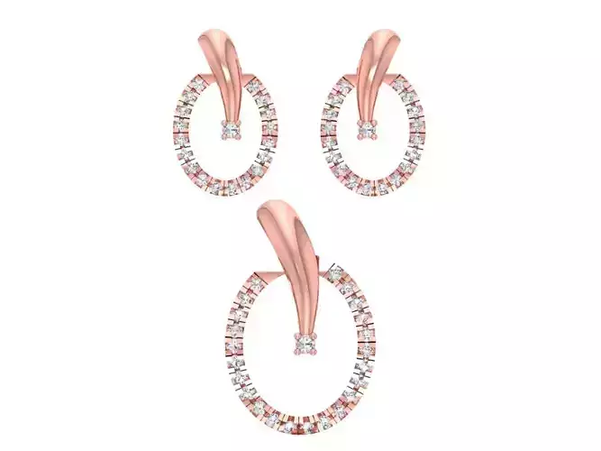 Earrings Pendant Set 3dm STL OBJ FBX Renders Details 3D print model