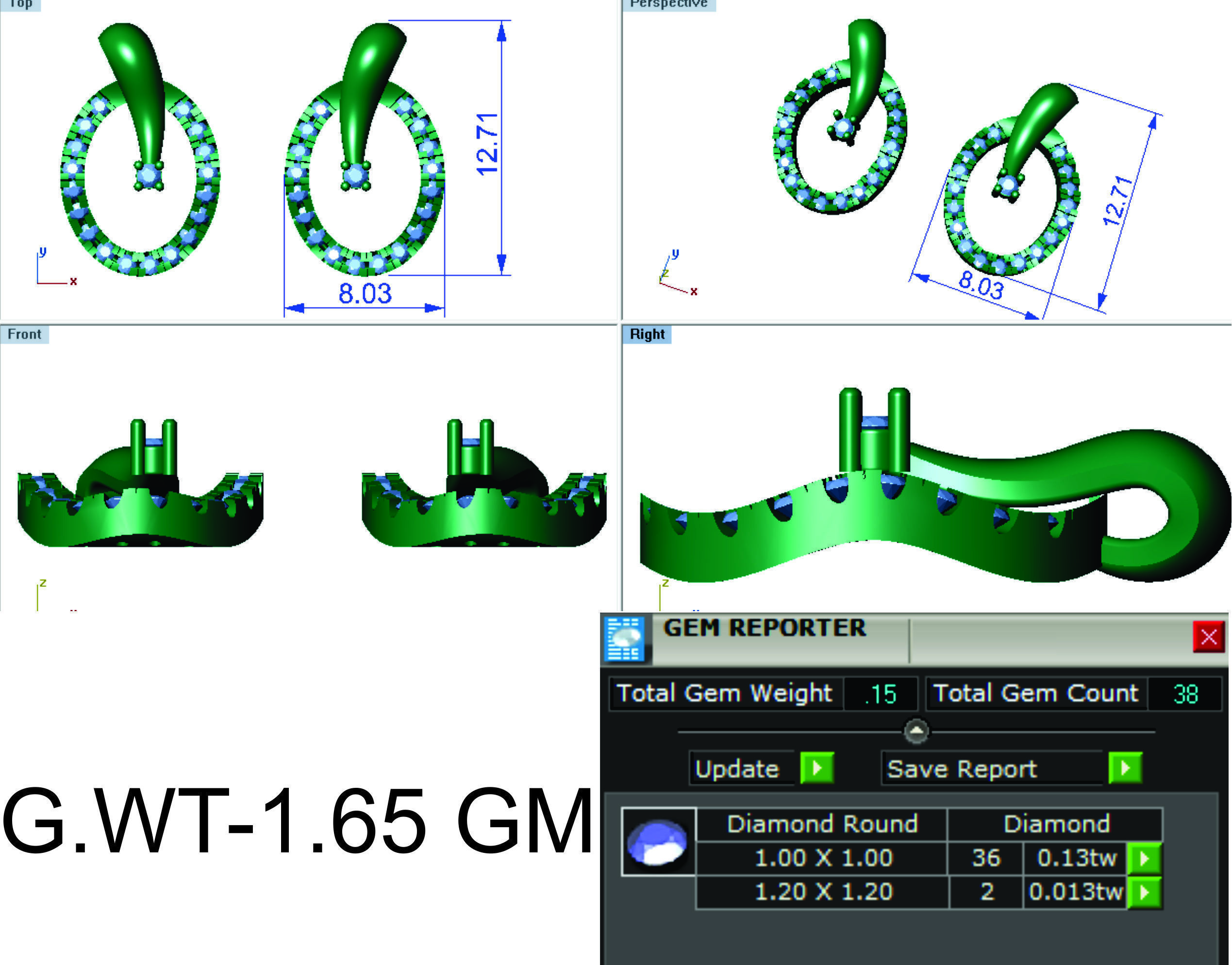 Earrings Pendant Set 3dm STL OBJ FBX Renders Details 3D print model_5