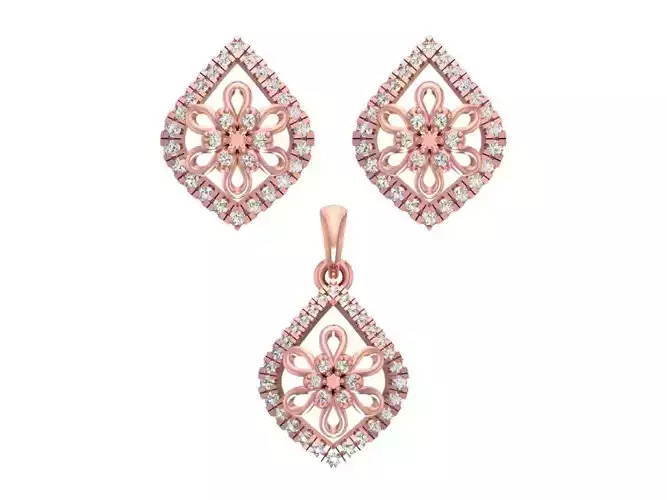 Earrings Pendant Set 3dm STL OBJ FBX Renders Details