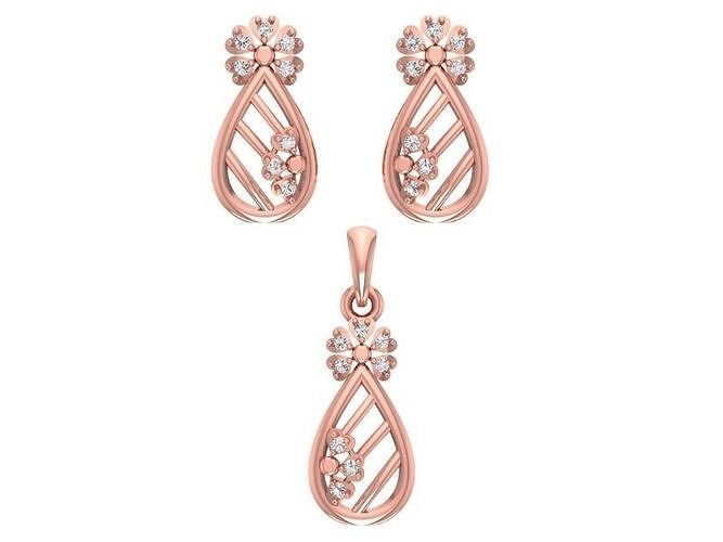 Earrings Pendant Set 3dm STL OBJ FBX Renders Details 3D print model