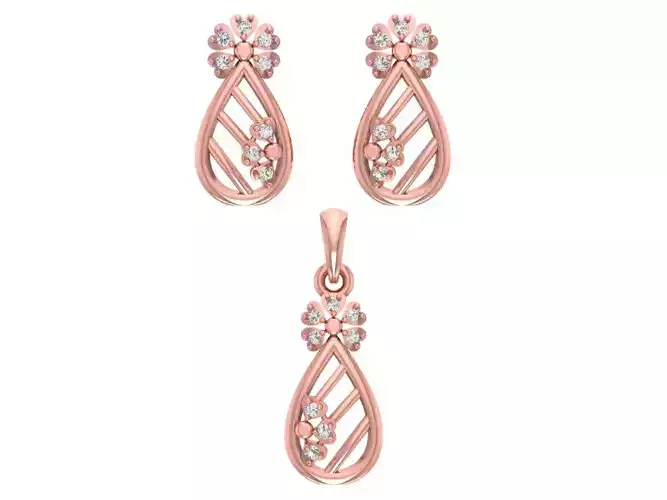 Earrings Pendant Set 3dm STL OBJ FBX Renders Details