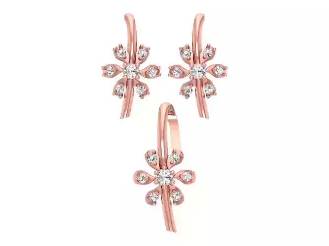 Earrings Pendant Set 3dm STL OBJ FBX Renders Details