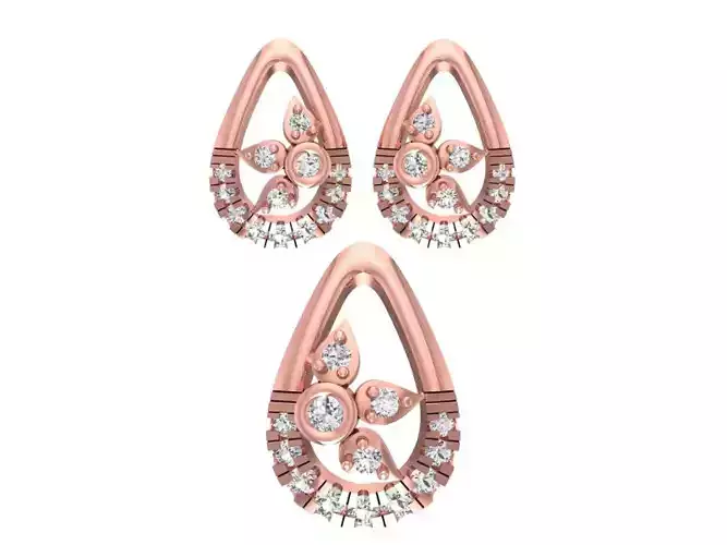 Earrings Pendant Set 3dm STL OBJ FBX Renders Details