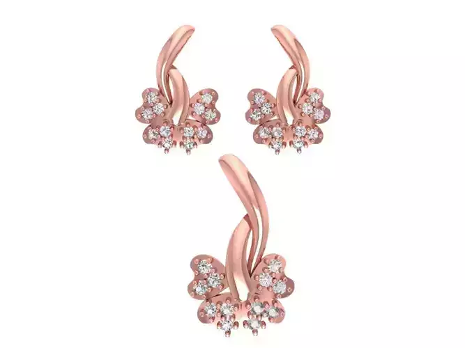 Earrings Pendant Set 3dm STL OBJ FBX Renders Details