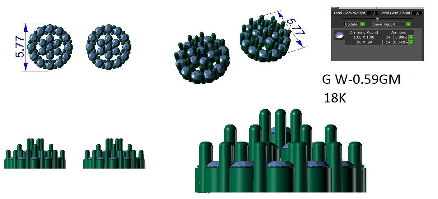 Earrings Pendant Set 3dm STL OBJ FBX Renders Details 3D print model_7