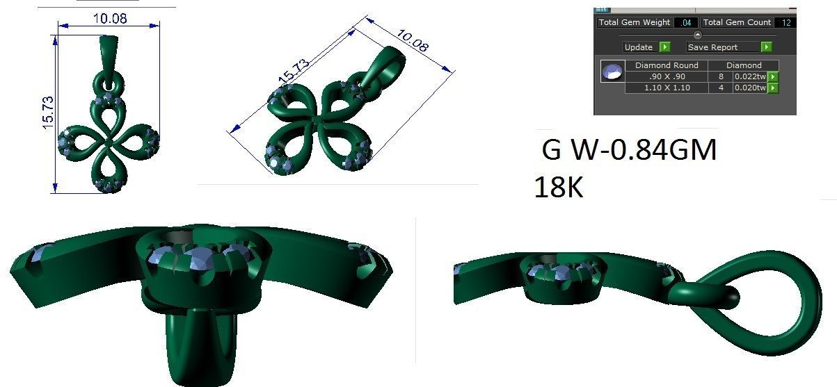 Earrings Pendant Set 3dm STL OBJ FBX Renders Details 3D print model_6