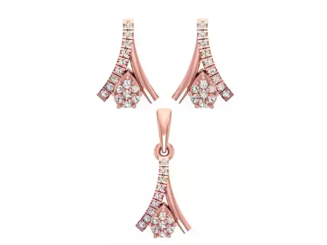 Earrings Pendant Set 3dm STL OBJ FBX Renders Details