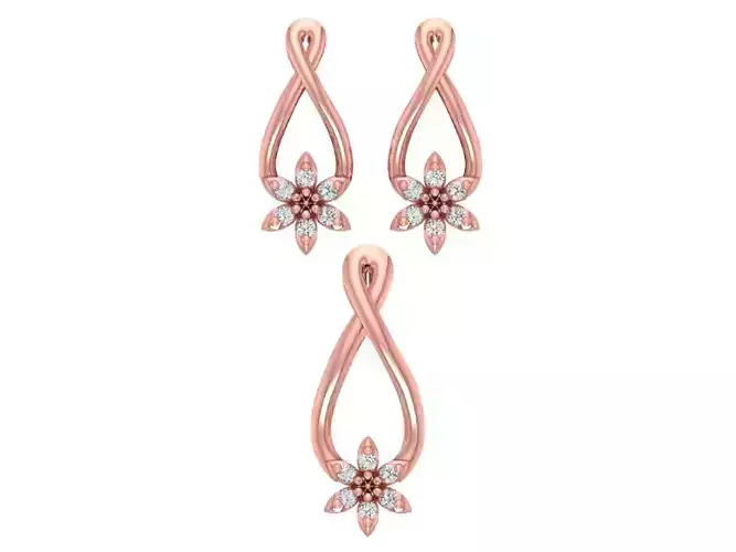 Earrings Pendant Set 3dm STL OBJ FBX Renders Details