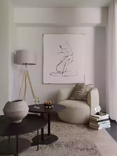 Minimalist Interior Corner  Scene 3D Model