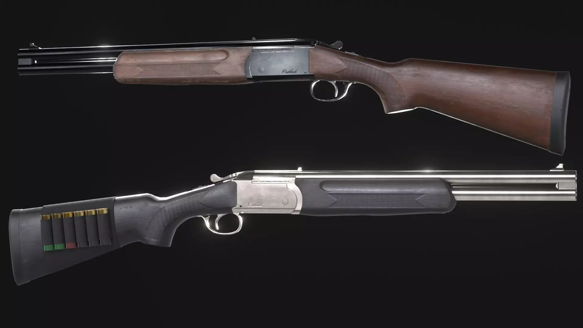 Stoeger Condor Outback Over and Under Shotgun - Game Asset Low-poly 3D model