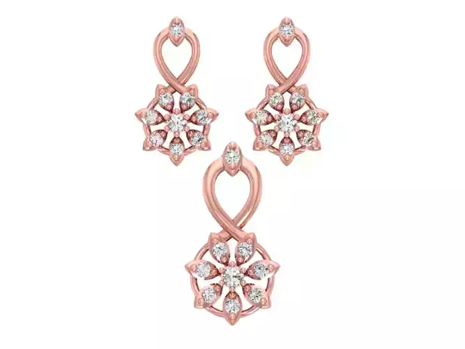 Earrings Pendant Set 3dm STL OBJ FBX Renders Details