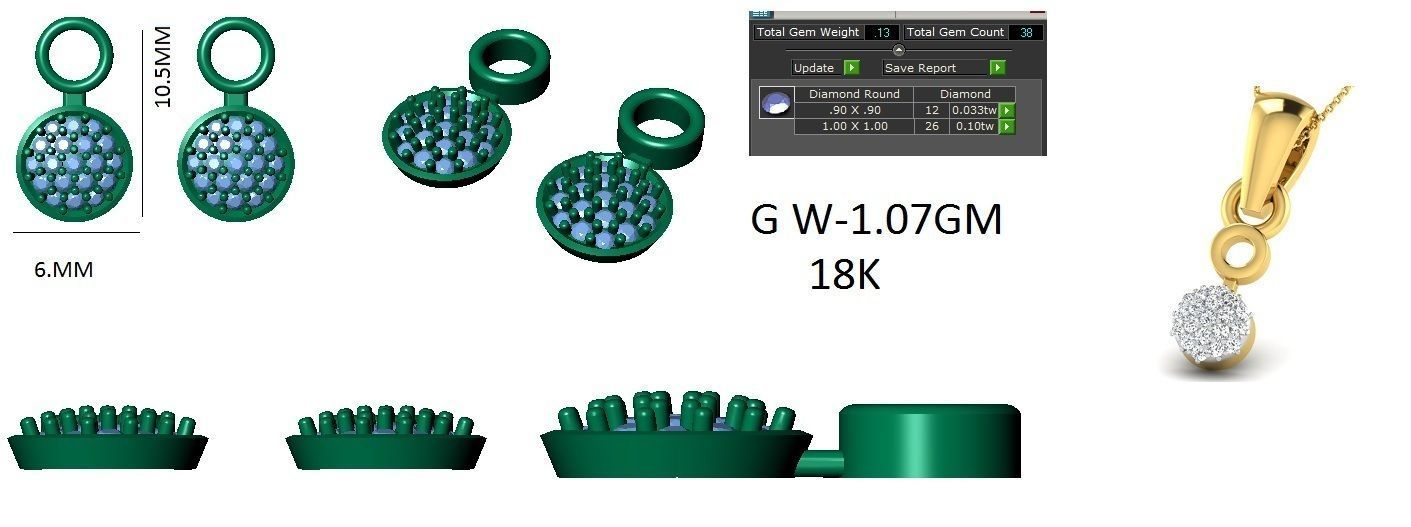 Earrings Pendant Set 3dm STL OBJ FBX Renders Details 3D print model_8