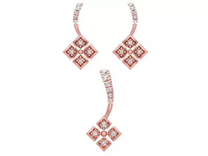 Earrings Pendant Set 3dm STL OBJ FBX Renders Details