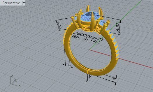 3-Stone Diamond ring 2500 3D print model 3D print model_7