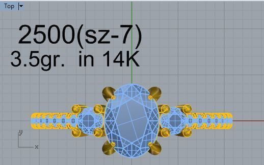 3-Stone Diamond ring 2500 3D print model 3D print model_4