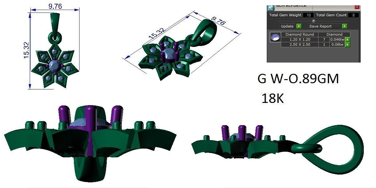 Earrings Pendant Set 3dm STL OBJ FBX Renders Details 3D print model_8