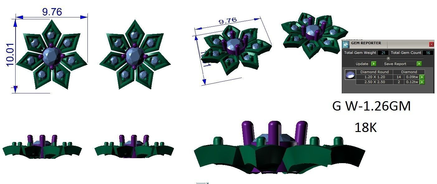 Earrings Pendant Set 3dm STL OBJ FBX Renders Details 3D print model_7