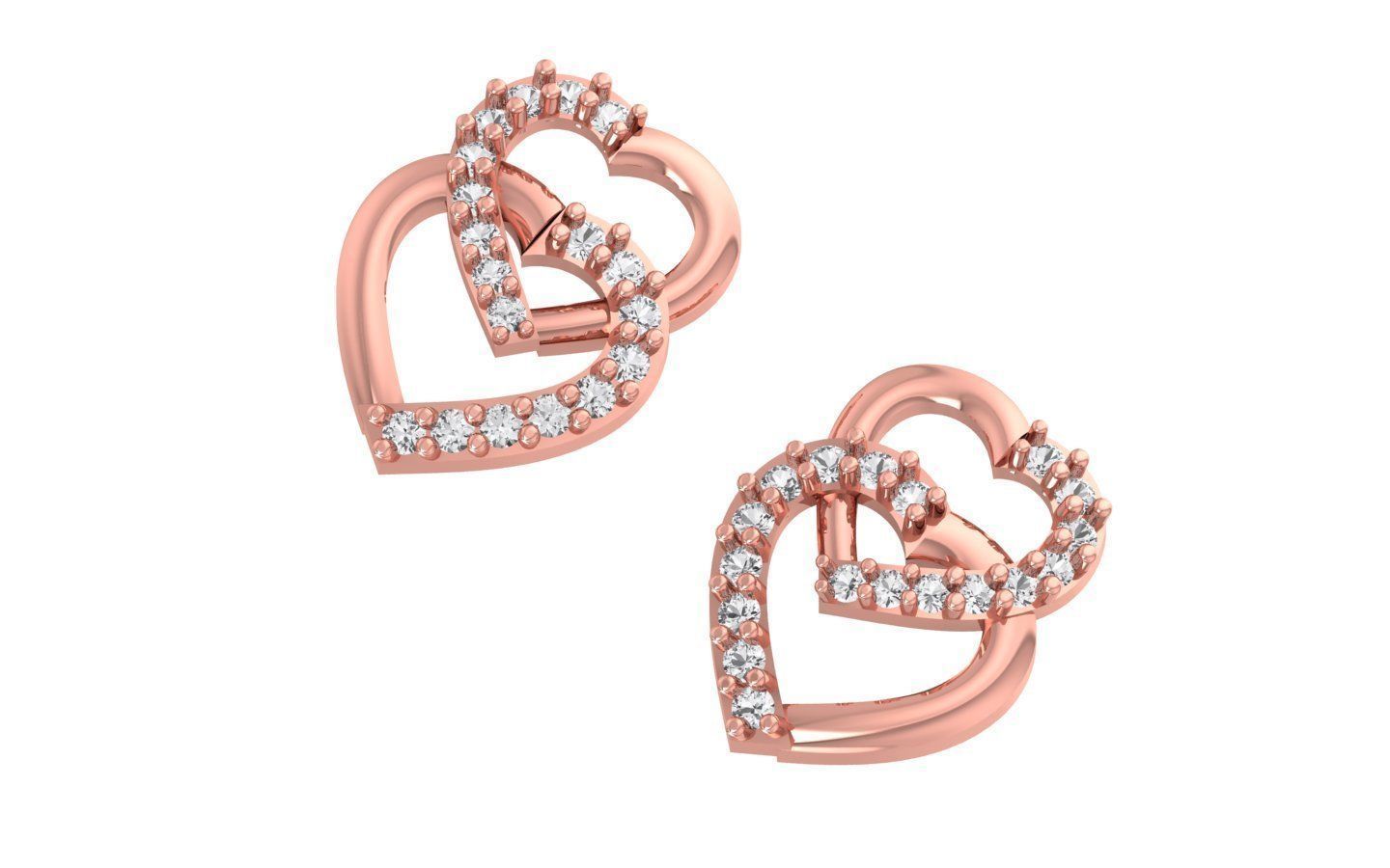 Heart Earrings Pendant Set 3dm STL OBJ FBX Renders Details 3D print model_2