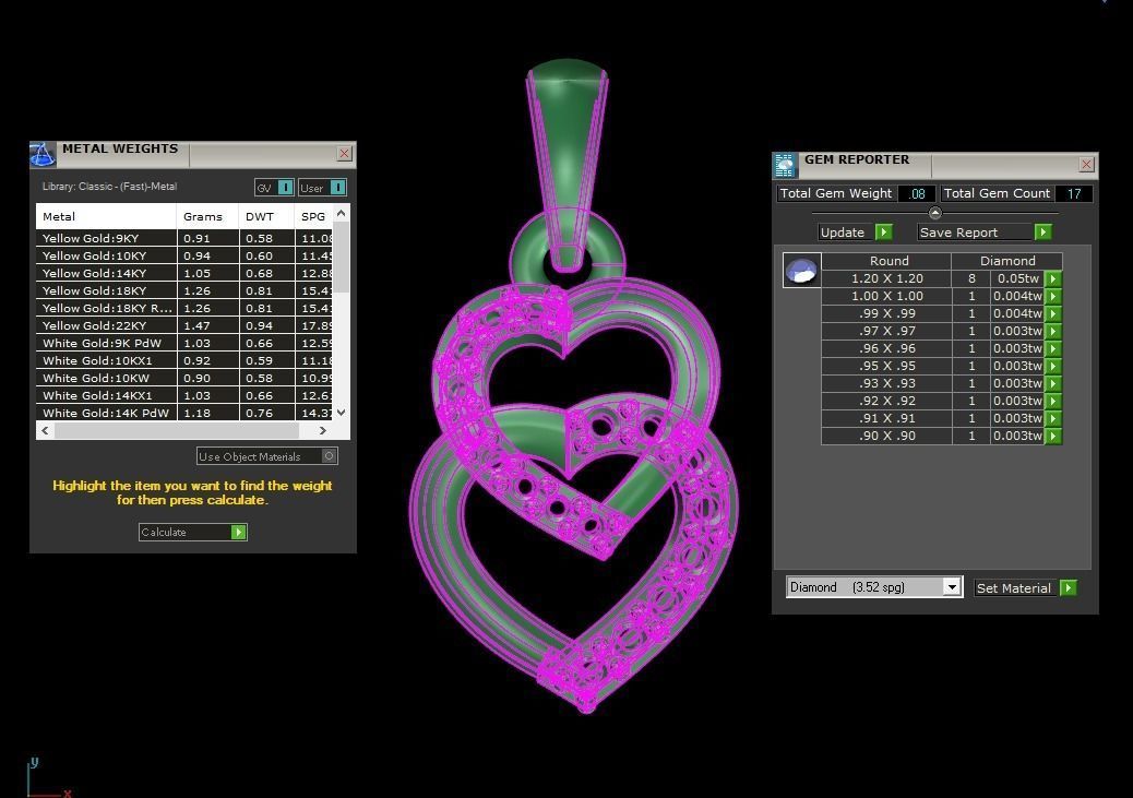 Heart Earrings Pendant Set 3dm STL OBJ FBX Renders Details 3D print model_8