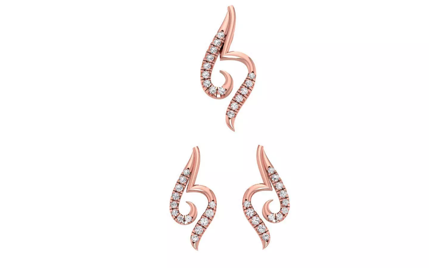 Earrings Pendant Set 3dm STL OBJ FBX Renders Details 3D print model_0