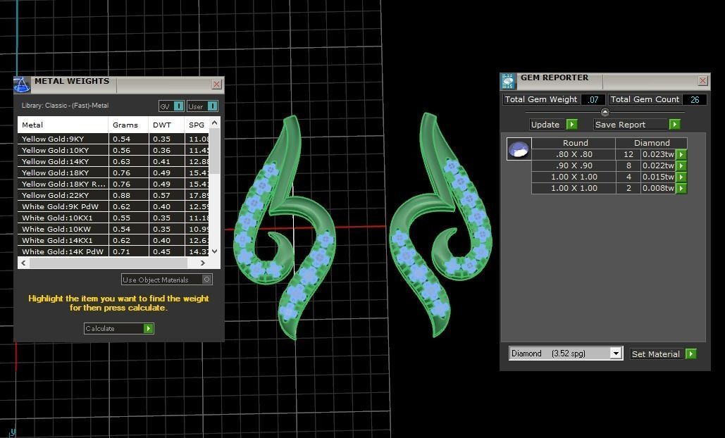 Earrings Pendant Set 3dm STL OBJ FBX Renders Details 3D print model_6