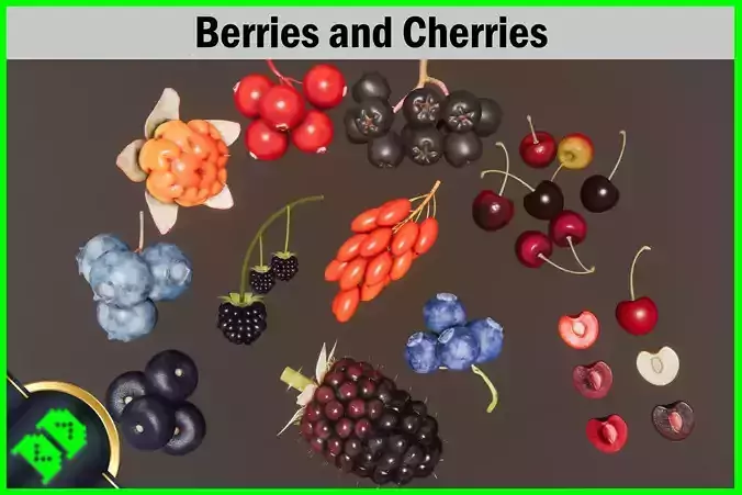 Berries and Cherries 3D model