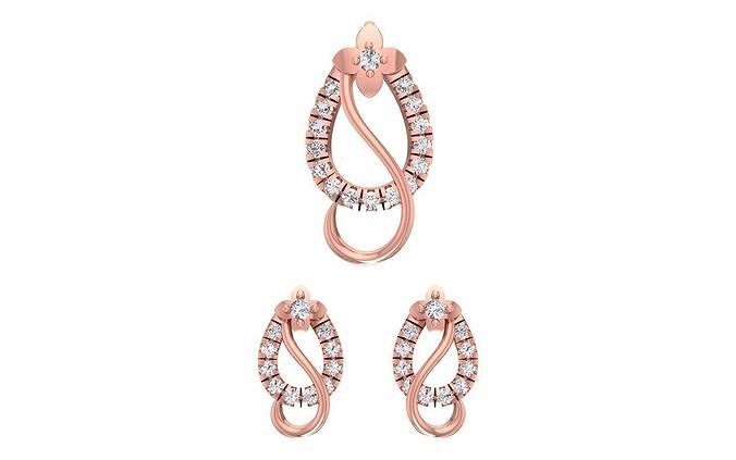 Earrings Pendant Set 3dm STL OBJ FBX Renders Details 3D print model