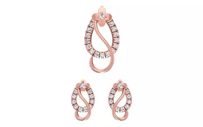 Earrings Pendant Set 3dm STL OBJ FBX Renders Details 3D print model