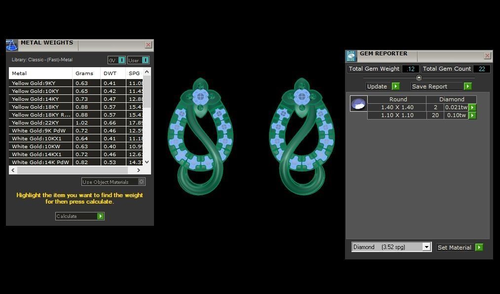Earrings Pendant Set 3dm STL OBJ FBX Renders Details 3D print model_6