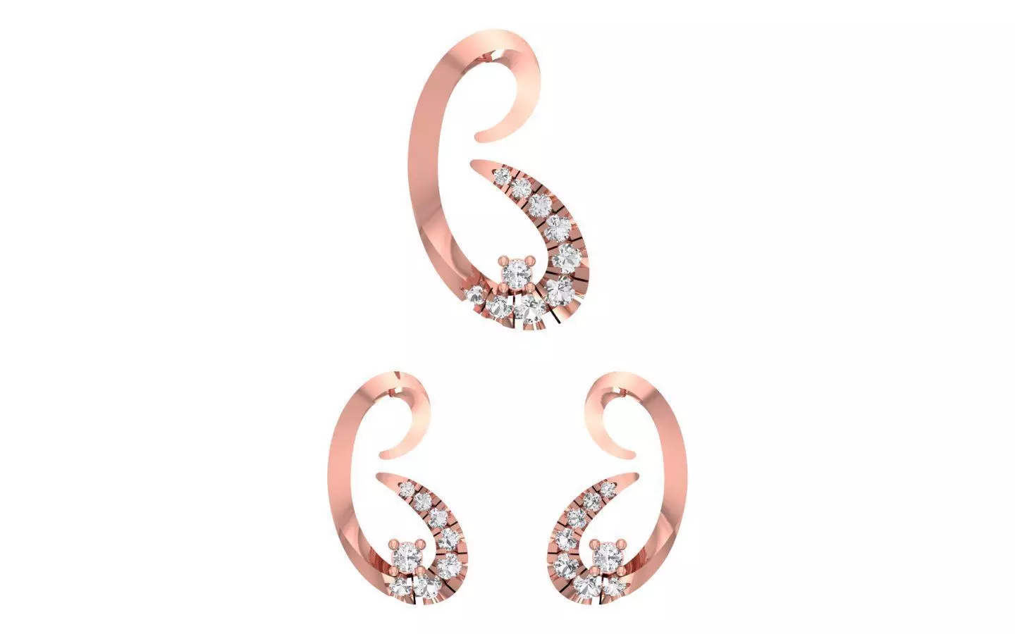 Earrings Pendant Set 3dm STL OBJ FBX Renders Details 3D print model