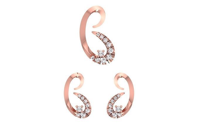 Earrings Pendant Set 3dm STL OBJ FBX Renders Details 3D print model
