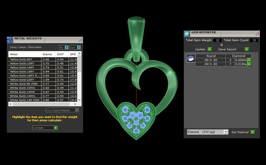 Heart Earrings Pendant Set 3dm STL OBJ FBX Renders Details 3D print model_7