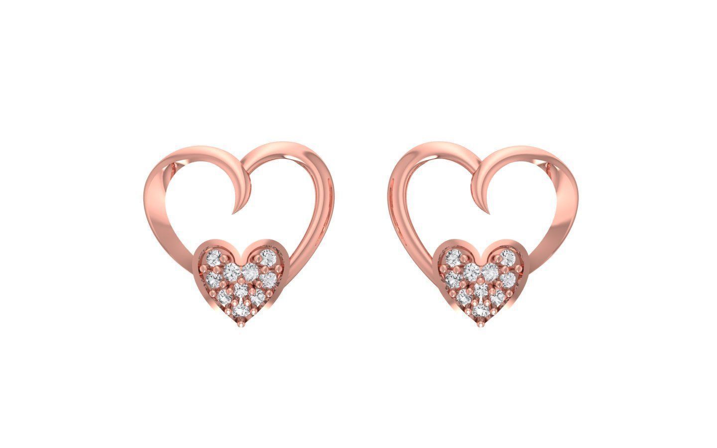 Heart Earrings Pendant Set 3dm STL OBJ FBX Renders Details 3D print model_2