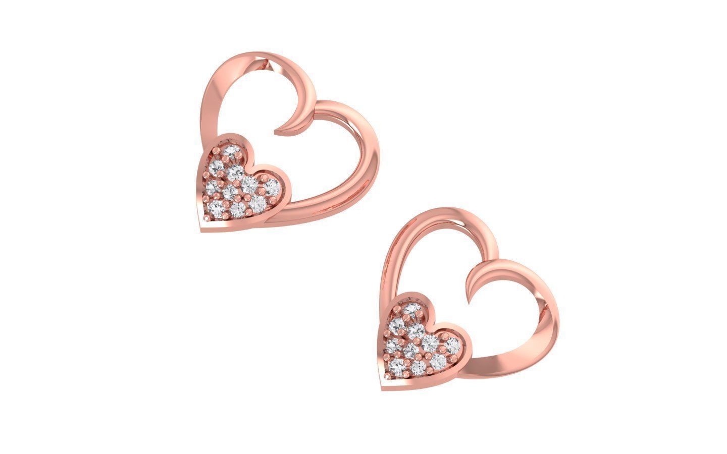 Heart Earrings Pendant Set 3dm STL OBJ FBX Renders Details 3D print model_1