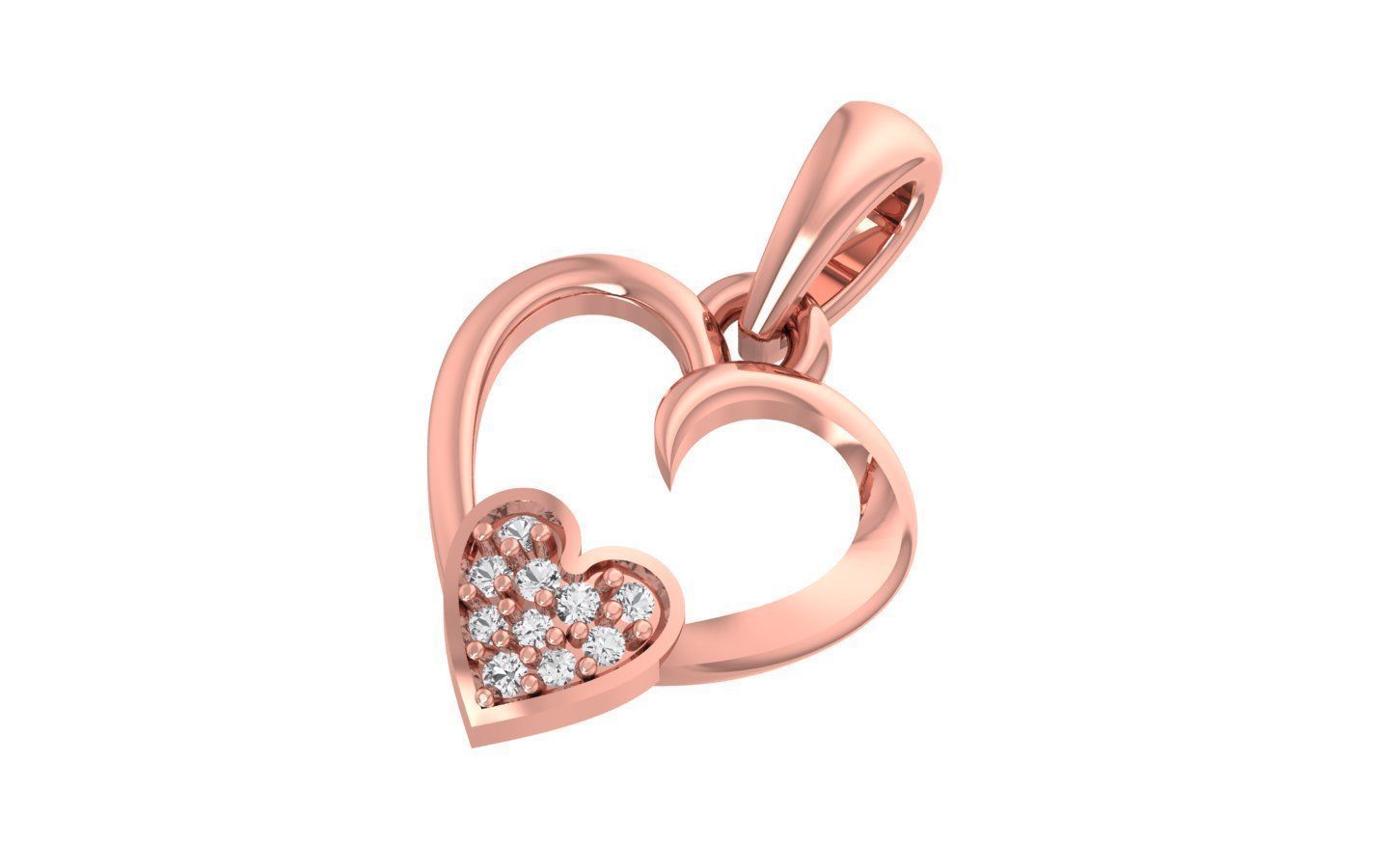 Heart Earrings Pendant Set 3dm STL OBJ FBX Renders Details 3D print model_5