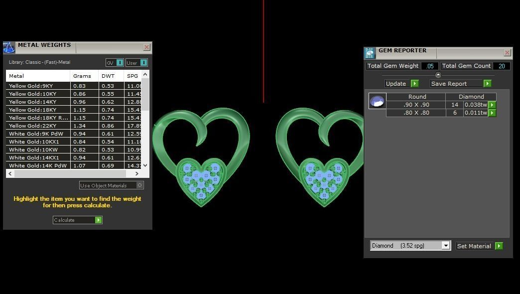 Heart Earrings Pendant Set 3dm STL OBJ FBX Renders Details 3D print model_6