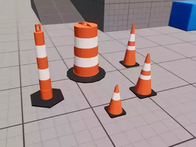 Low Poly Traffic Cones
