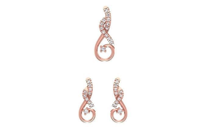 Earrings Pendant Set 3dm STL OBJ FBX Renders Details 3D print model