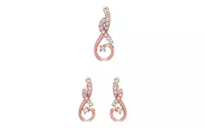 Earrings Pendant Set 3dm STL OBJ FBX Renders Details 3D print model