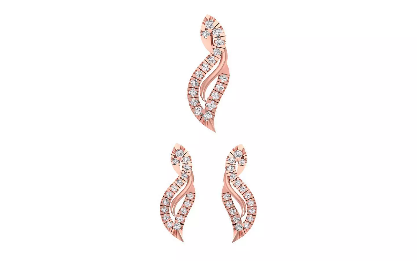 Earrings Pendant Set 3dm STL OBJ FBX Renders Details 3D print model_0